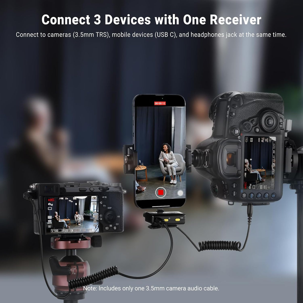 NEEWER CM28 Wireless Lavalier Microphone, Smart Noise Cancelling Lav Mic, 48KHz/16Bit 9hrs Uncompressed Recording, 200m Range, 4GB Storage for iPhone, Android, Camera, 1 RX + 2 TX + Charging Case