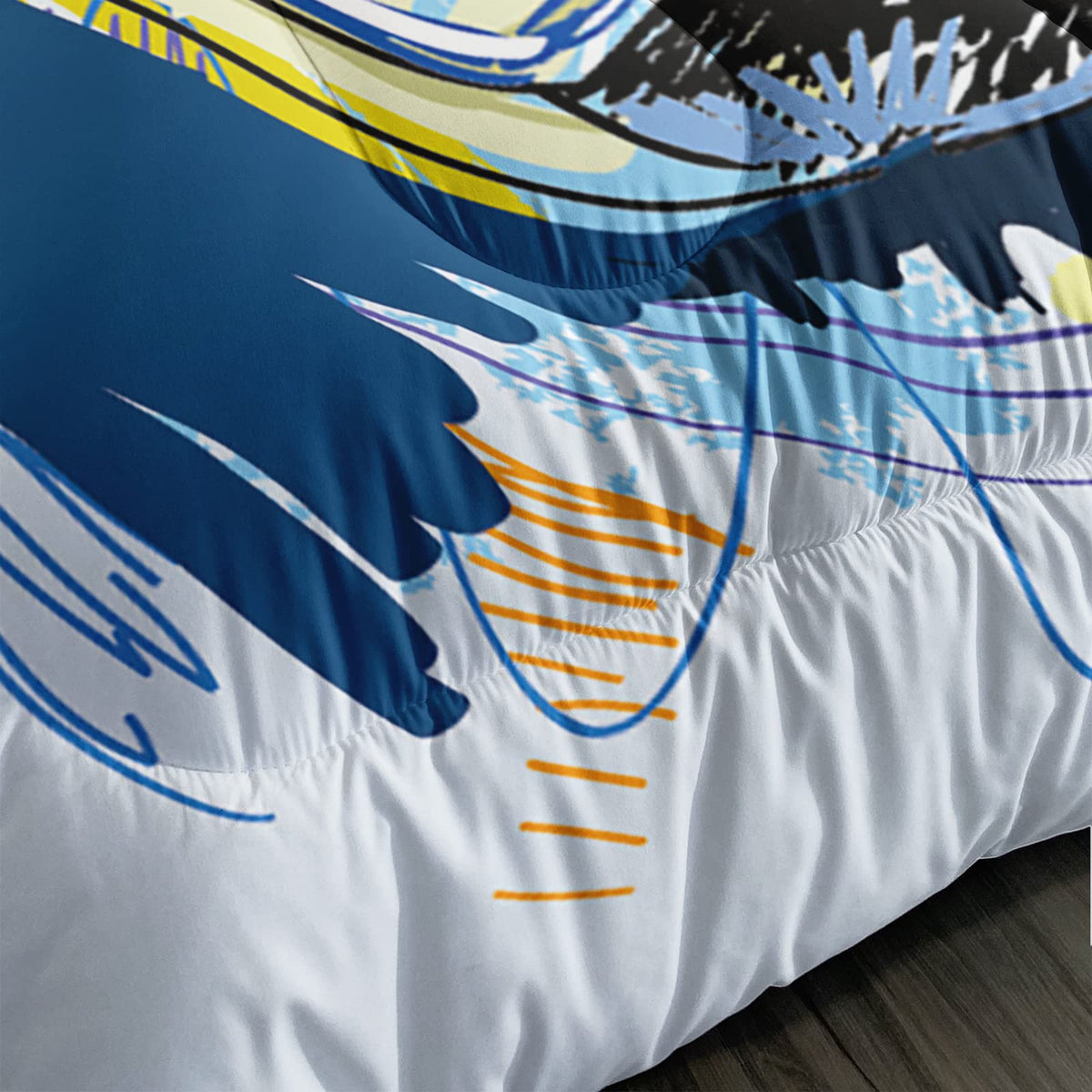 BSNTHO Soccer Comforter Set Boys Sports Bedding Set Twin Size for Kids Teens Hand Drawn Football Graffiti Style Comforter Design 3 Piece with 1 Comforter 2 Pillowcases