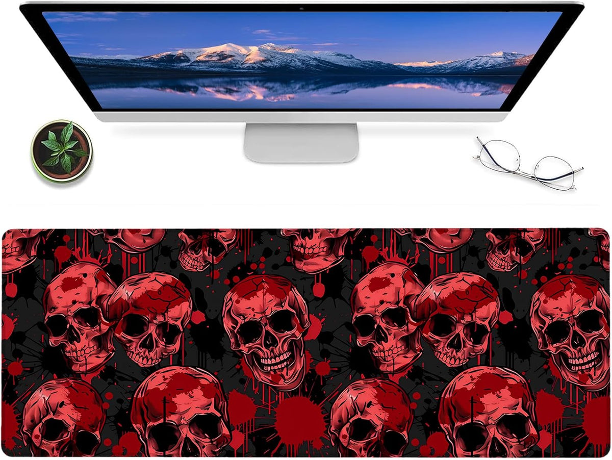 Dark Bat Gaming Mouse Pad – 12x31.5in Non-Slip Rubber Desk Mat with Gothic Design – Large Extended Mousepad for Office, Home – Deskmat Gifts for Goth and Horror Enthusiasts Decor