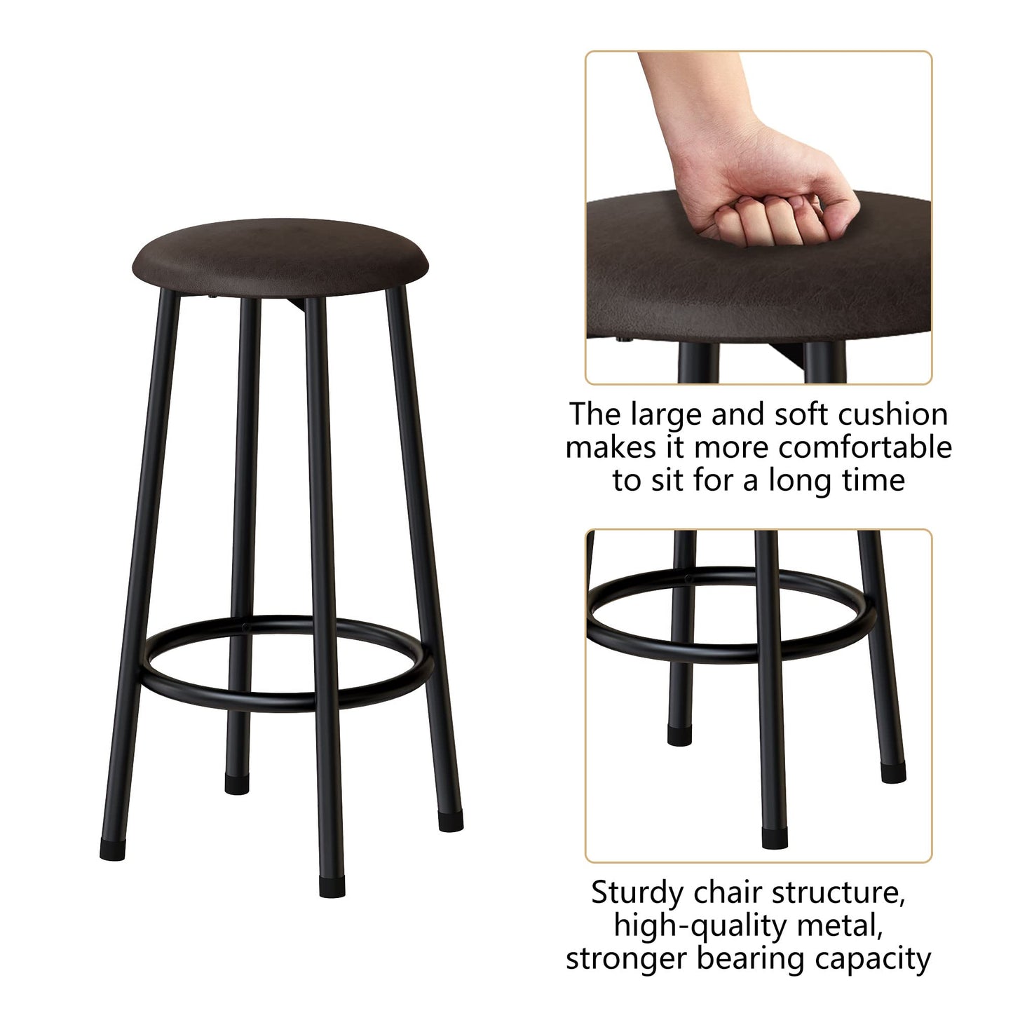 Recaceik Kitchen Island with Seating, 47.2 Inches Kitchen Island with 2 Barstool, Industrial Counter Height Table with Storage, Wooden Dining Table Set of 2 for Dining Room, Bar, Easy to Assemble