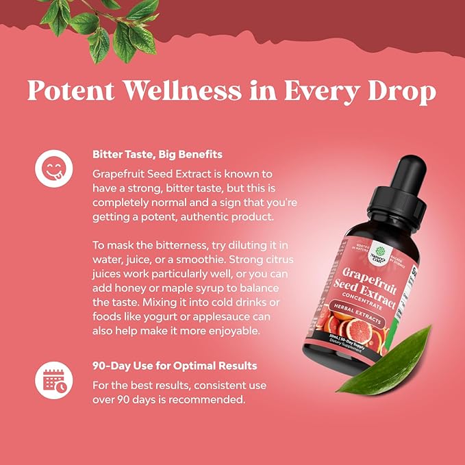 GSE Grapefruit Seed Extract Liquid - One Drop Daily - Super Concentrated Grape Seed Extract Liquid Drops Rich in Bioflavonoids & Polyphenols for Gut Health & Immune Support - 2 Pack Bundle - 120 days