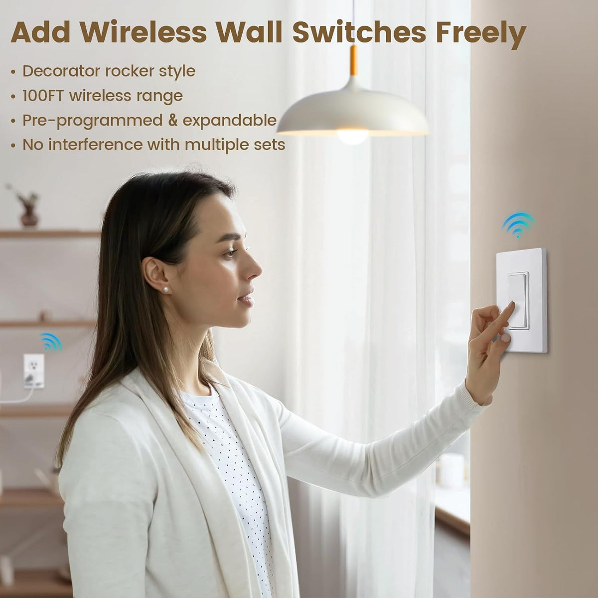 SURAIELEC Wireless Light Switch Remote Control Outlet, Decorator Rocker