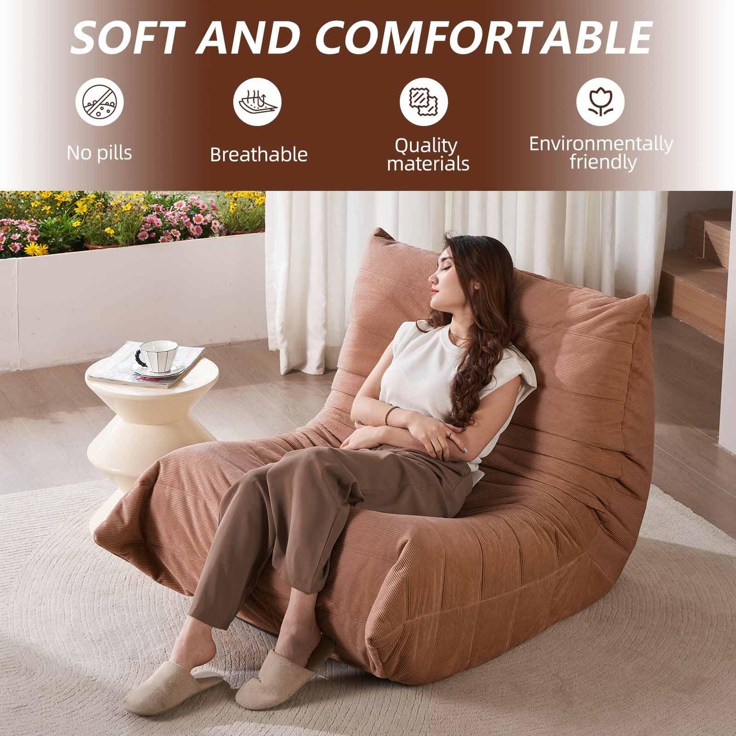 HZYPBS Modern Living Room, Adult Floor Sofa, Adult Living Room Furniture, high Resilience Memory Sponge, Comfortable Bedroom, Balcony Dormitory Floor Chair. (Orange)