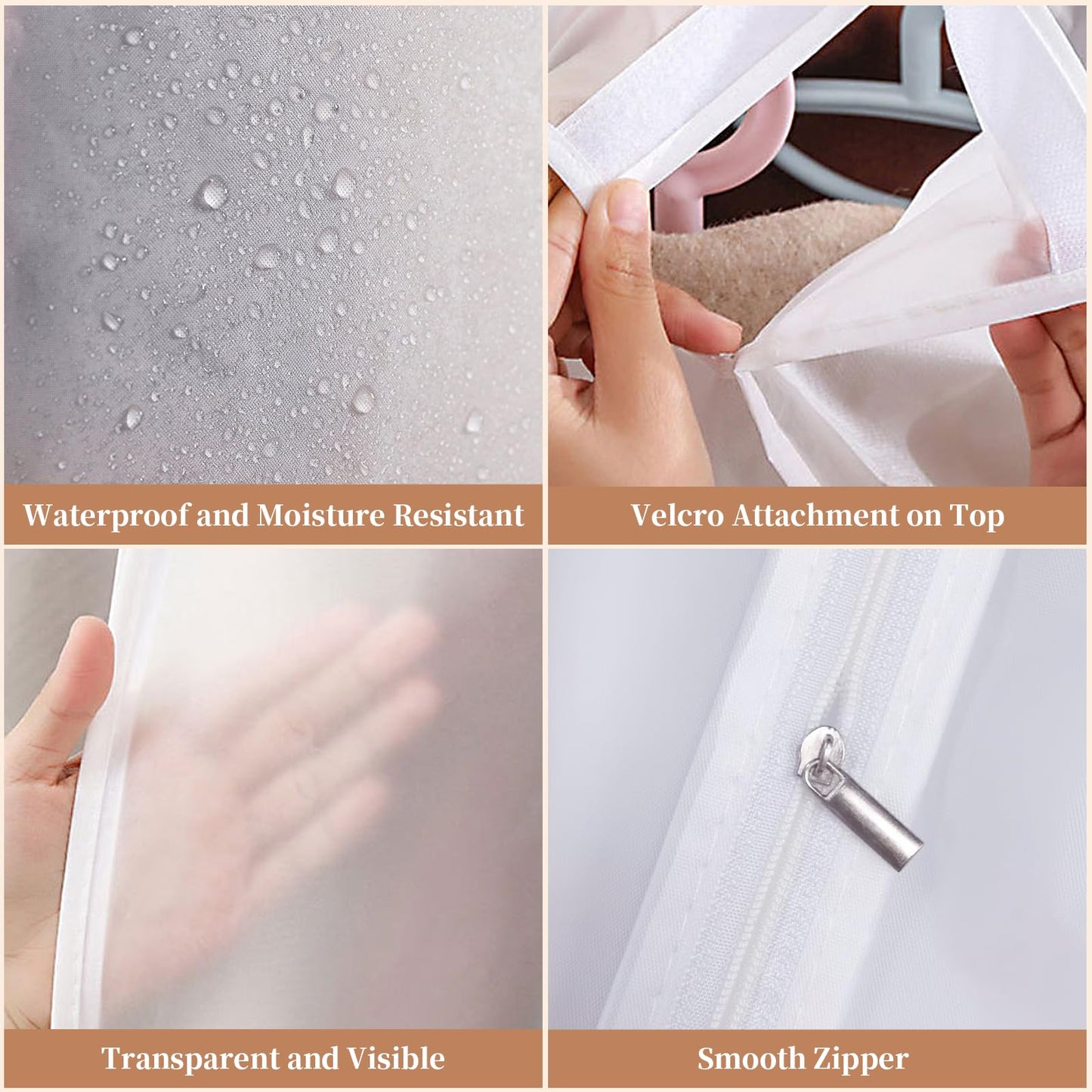 BAG WIZARD Clear Hanging Garment Bags for Closet Storage, Zipper Clothing Covers Cloth Protector for Wardrobe, 43 Inch, Set of 2