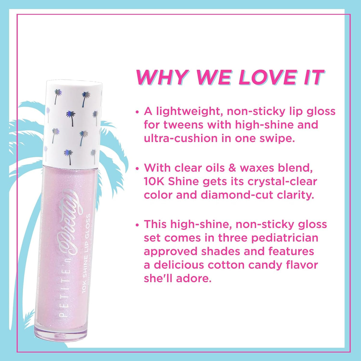 Petite 'N Pretty 10k Shine Lip Gloss Trio Set - Makeup for Kids, Tweens, Teens - High Shine, Lightweight, Made in the USA (Shell Shocked, Diamond Heist, Glow Down)
