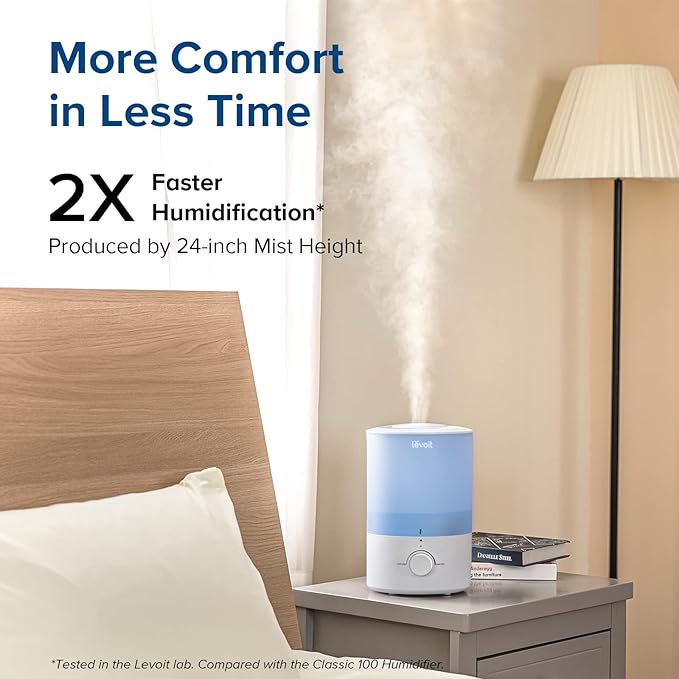 LEVOIT Air Purifier and Humidifier Bundle for Bedroom, Smart WiFi Alexa Control Air Purifier Covers 916 Sq.Ft, Humidifier Provides 25 Hours Moisture