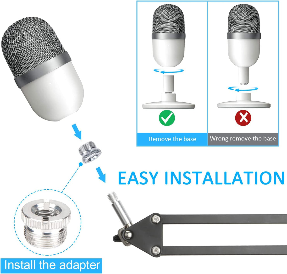 SUNMON Boom Arm for Seiren V3 Mini, Mic Arm for Seiren Mini with Pop Filter