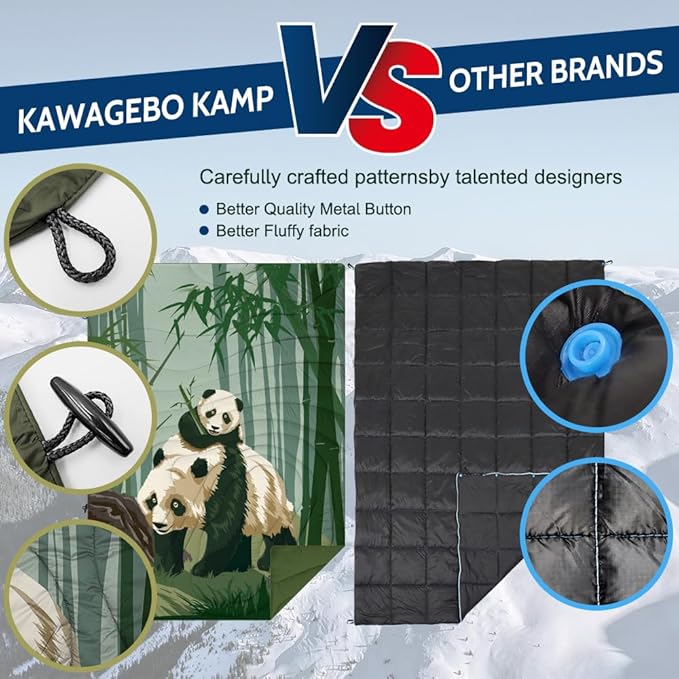 Outdoor Puffy Camping Blanket, Lightweight Windproof Warm Stadium Blanket, Packable Travel Camping Quilt for Cold Weather, Hiking, Backpacking, Sleeping, Hammock, Adventure 78"x 56"