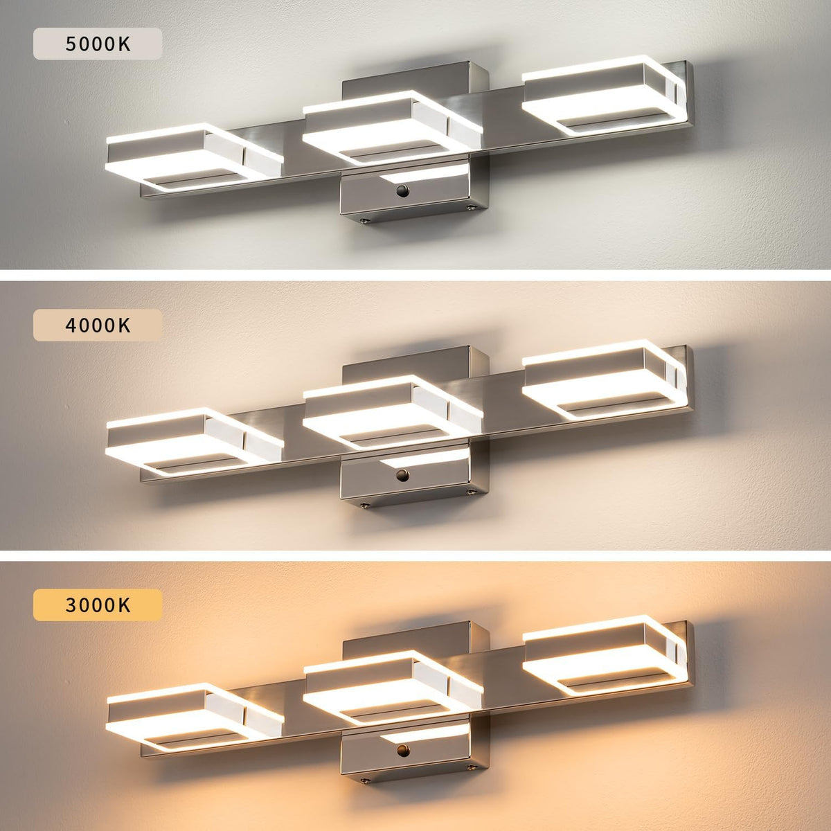mirrea 20" 3 Light 3CCT Chrome LED Bathroom Vanity Light Fixture