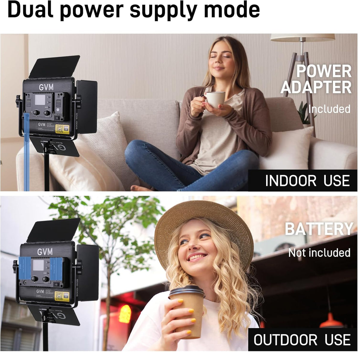 GVM 800D RGB LED Video Light, 2026 Upgraded Panel Light with Optical Lens & 6X Brighter (19500 Lux/0.5m), 3200K-5600K Bi-Color, 20 Scene Modes & CRI97+, Studio Lights, Photography Lighting, 2-Packs