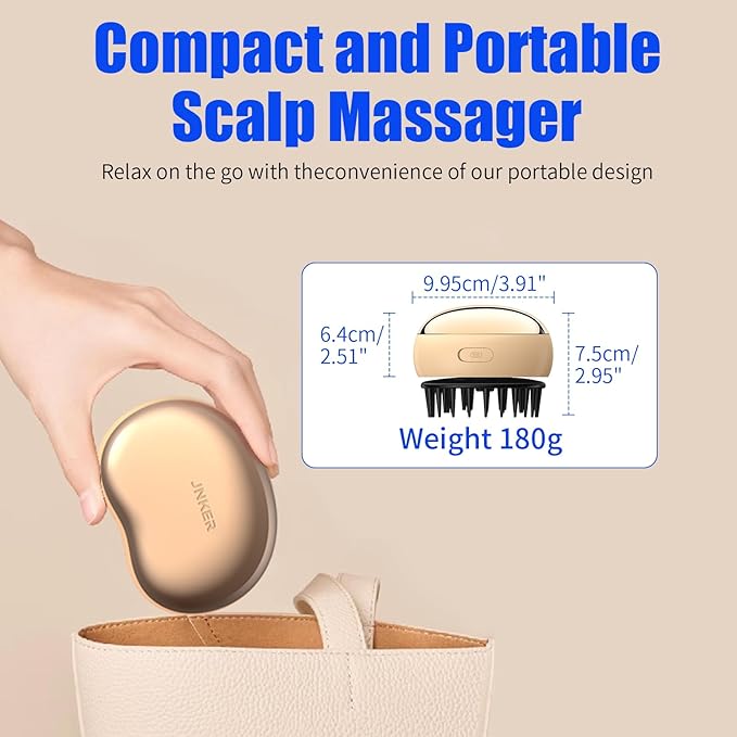 Electric Scalp Massager,Rechargeable IPX7 Waterproof Head Massager with 2 Speed Vibration and 56 Nodes,Small Portable Cordless Head Scratcher,Gifts for Women,Men
