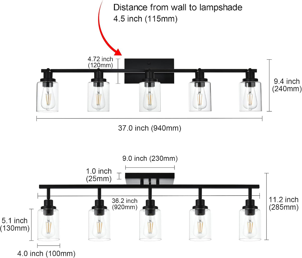 MELUCEE 5 Light Vanity Lights for Bathroom with Rotatable Light Head