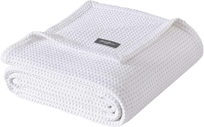Eddie Bauer - King Blanket, Super Soft & Medium Weight, Softens Every Wash (Solid Waffle White, King)