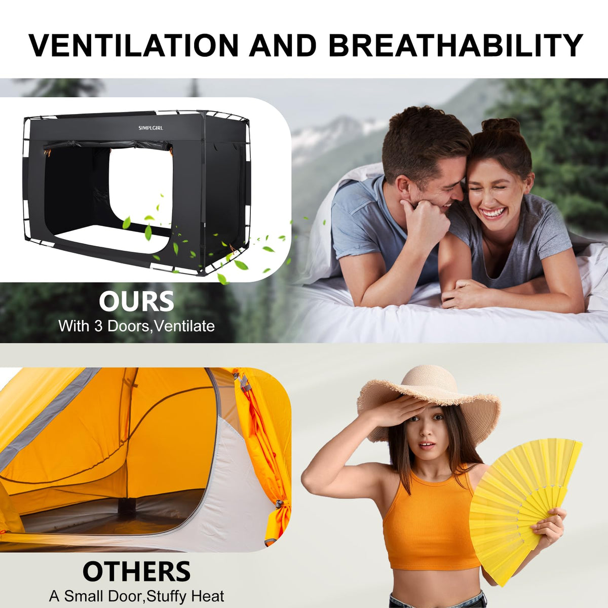 Bed Tent Bed Full Size Canopy Tents for Adult - Portable Dream Indoor Sleeping Tents Blackout with 3 Doors Breathable Private Space Tent