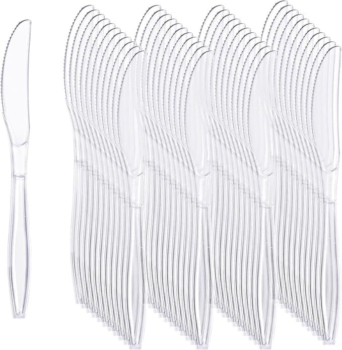 Liacere 360PCS Clear Plastic Knives Disposable - Heavy DutyBPA-Free - Heat Resistant, Solid and Durable Disposable Knives Bulk, Premium Plastic Knives Heavy Duty for Party Supply