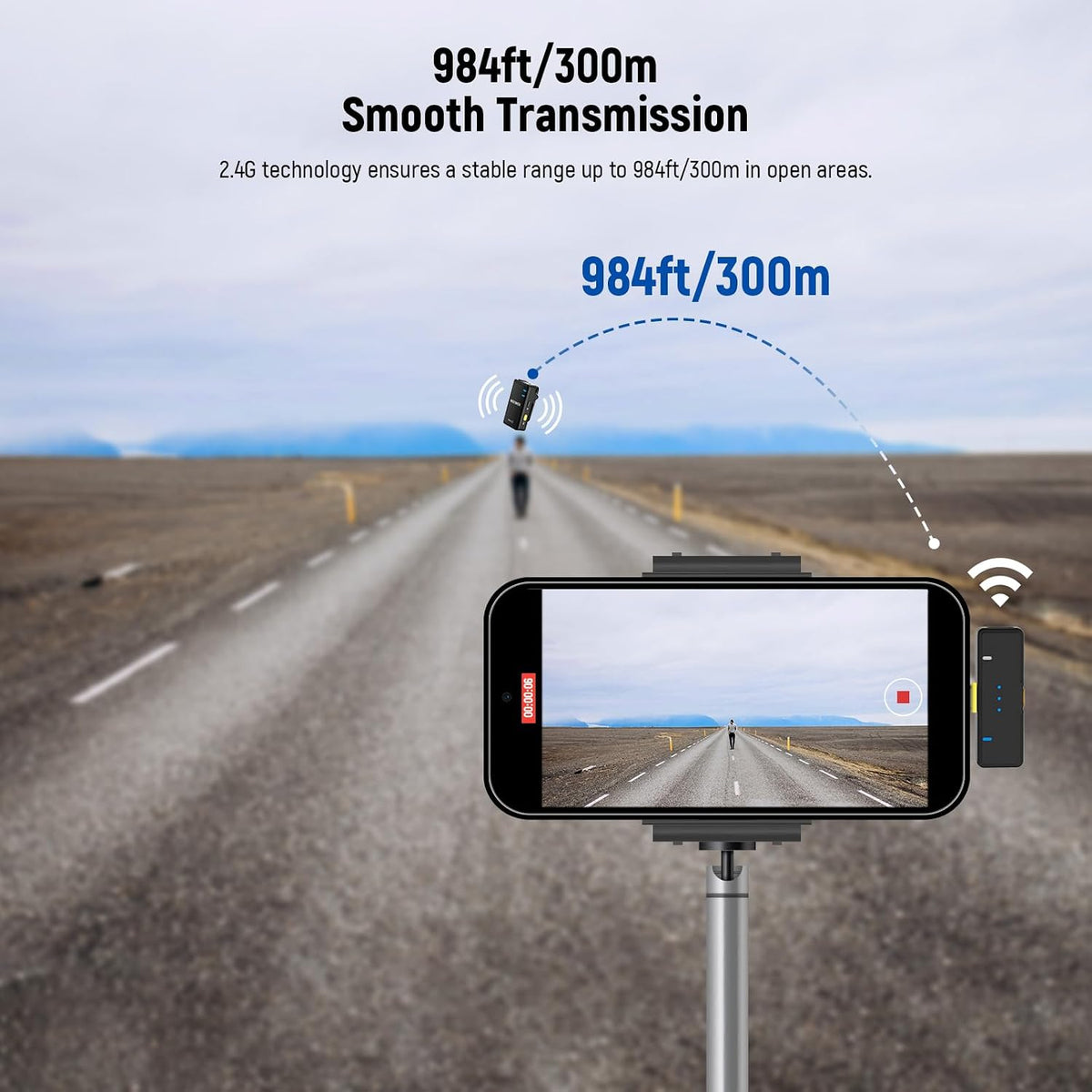 NEEWER KM15 Wireless Lavalier Microphone System Compatible with iPhone Android Phone PC Computer, Mini USB C Noise Cancelling Lapel Mic, 300m Range 48KHz/24Bit 9H Battery for Video Recording Streaming