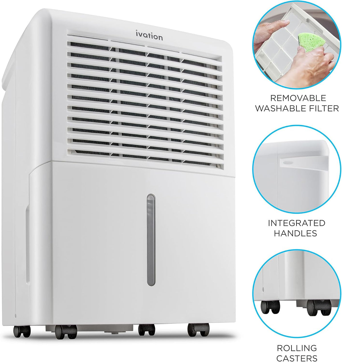 Ivation 50 Pint Dehumidifier for Basement w/Pump & Drain Hose, 4,500 Sq Ft