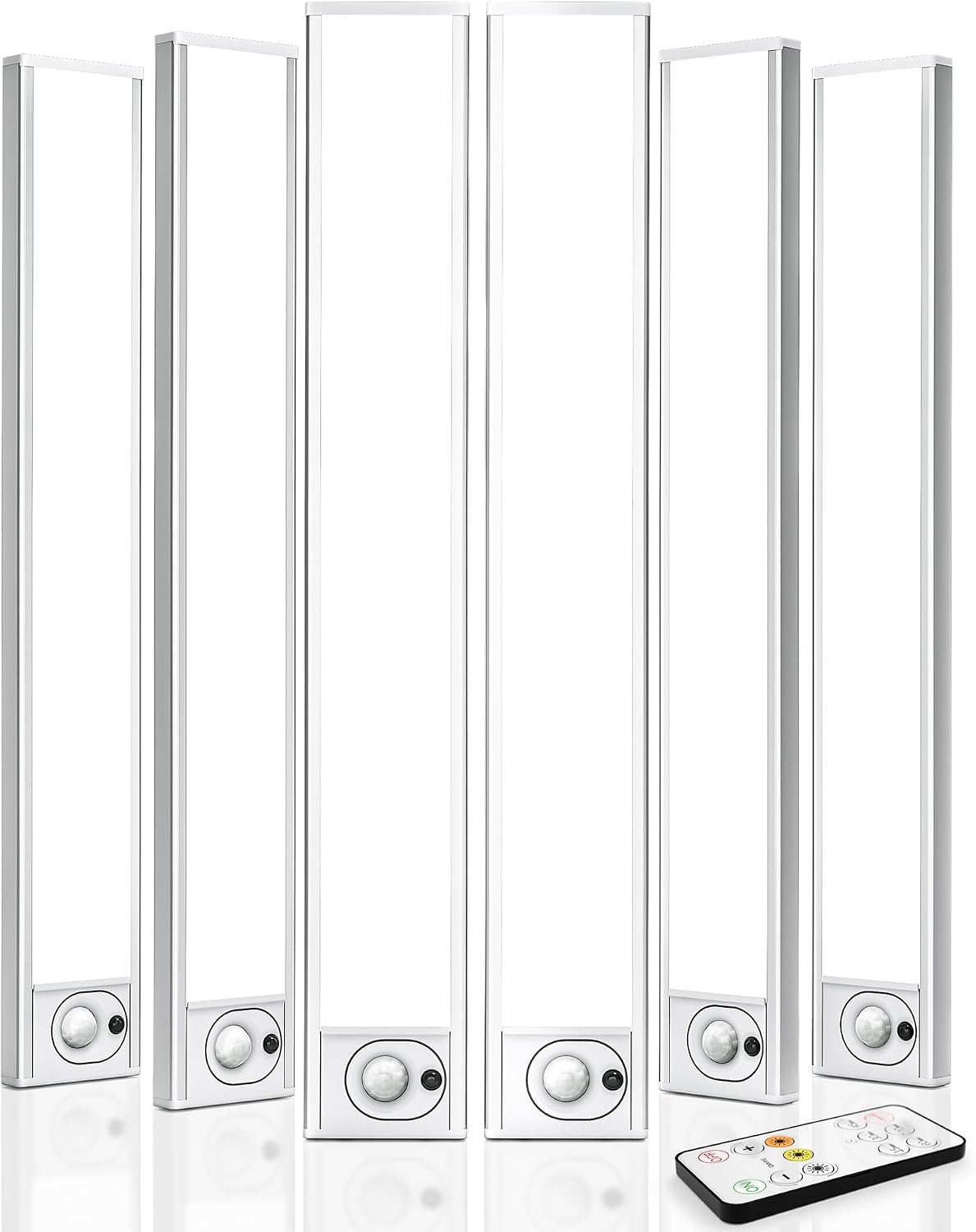 6Pack 16inch Under Cabinet Lighting, Rechargeable Motion Sensor Light Wireless Indoor, Dimmable 3 Color Temps Closet Lights with Remote, Under Counter LED Lights for Kitchen, Stairs