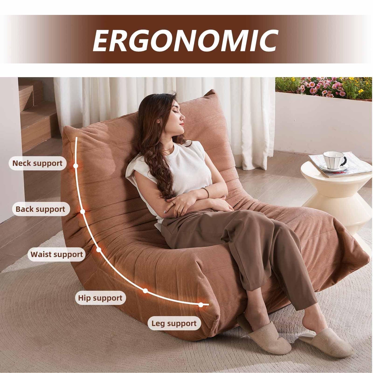 HZYPBS Modern Living Room, Adult Floor Sofa, Adult Living Room Furniture, high Resilience Memory Sponge, Comfortable Bedroom, Balcony Dormitory Floor Chair. (Orange)