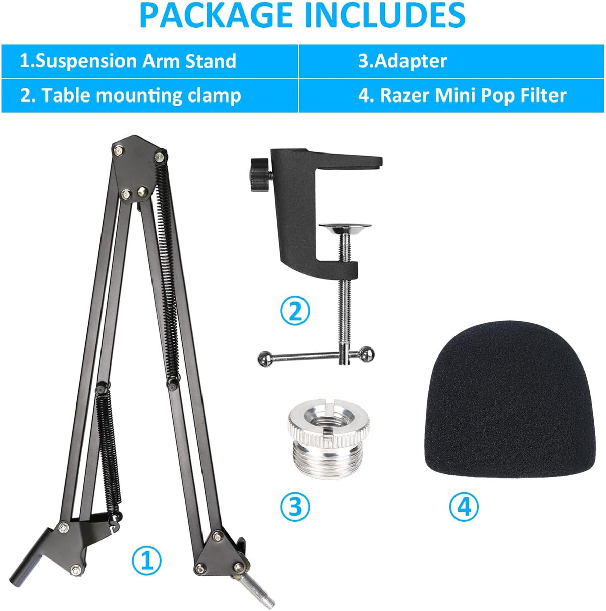 SUNMON Boom Arm for Seiren V3 Mini, Mic Arm for Seiren Mini with Pop Filter