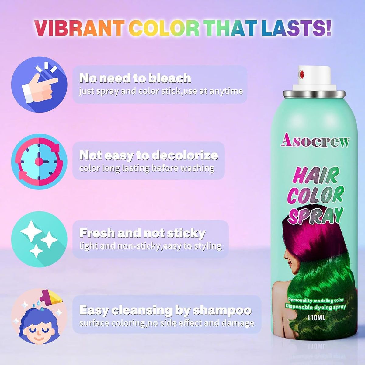 Orange Hair Spray,Hair Color Spray Dye,Temporary Hair Color Spray for Kids Women,Color Hairspray Pomades,Washable Hair Dye for Kids, Colored Hair Spray for Party,Halloween,Cosplay(Orange)