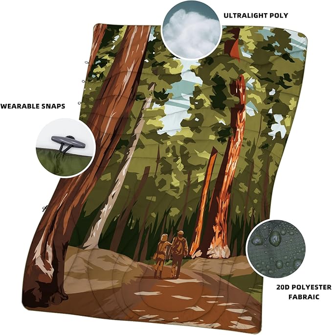 Outdoor Puffy Camping Blanket, Lightweight Windproof Warm Stadium Blanket, Packable Travel Camping Quilt for Cold Weather, Hiking, Backpacking, Sleeping, Hammock, Adventure 78"x 56"