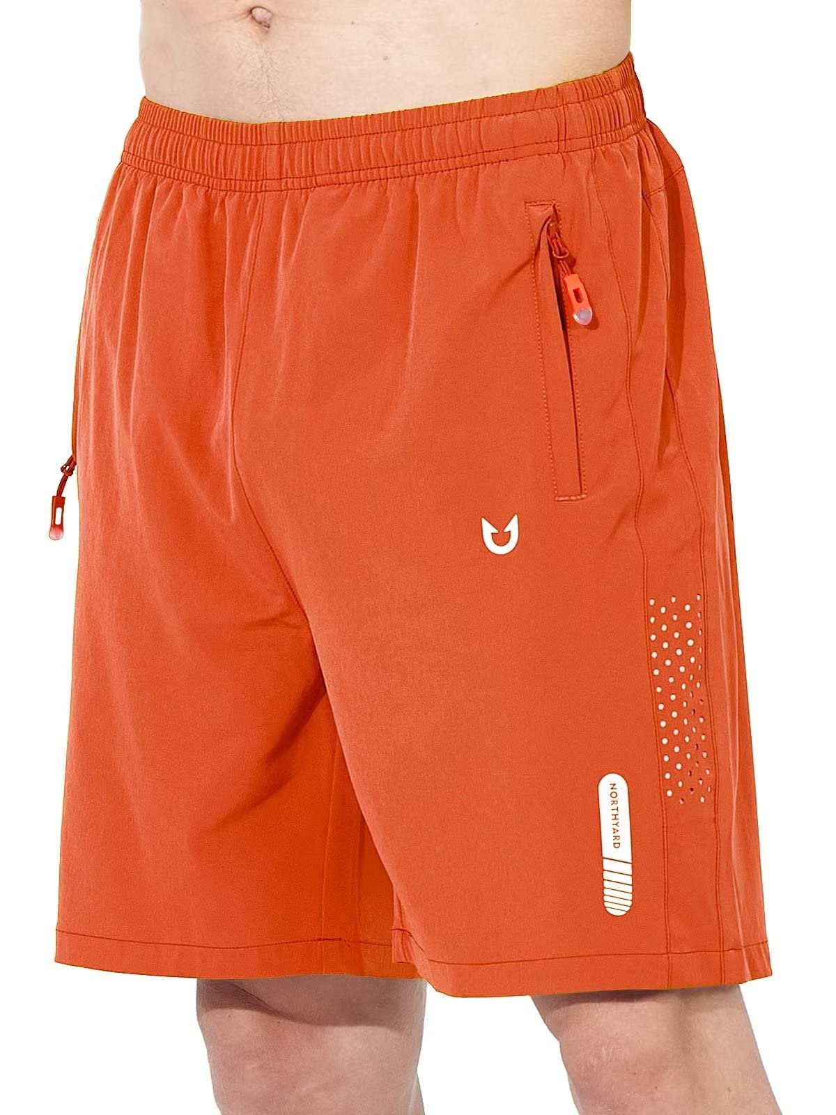 NORTHYARD Men's Athletic Running Shorts Quick Dry Workout Shorts 7"/ 5"/ 9" Lightweight Sports Gym Basketball Shorts Hiking Exercise ORANGE S
