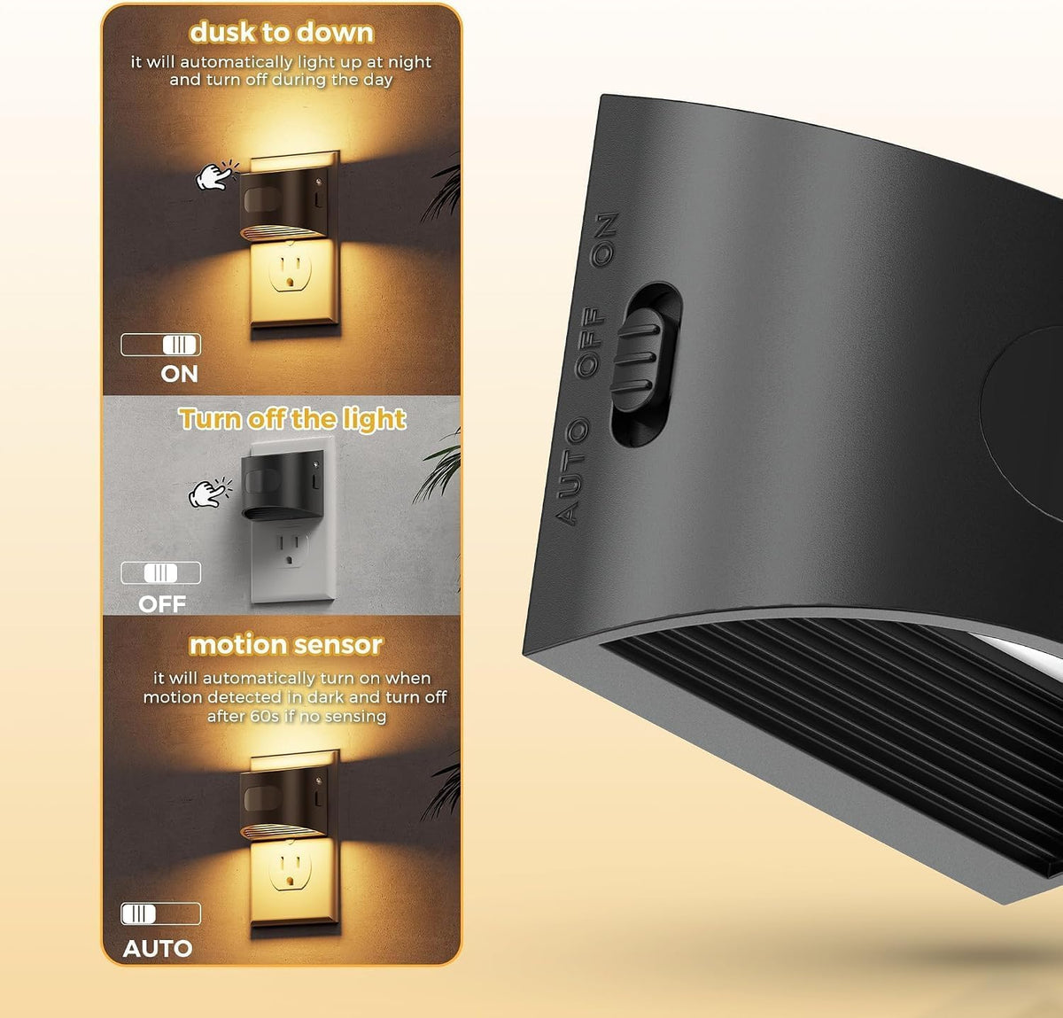 L LOHAS LED Motion Sensor Night Light, Night Lights Plug into Wall, 2 Pack