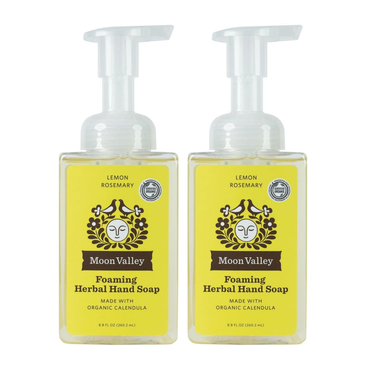 Moon Valley Herbal Foaming Hand Soap, Lemon Rosemary Two Pack, Vegan, Recyclable Bottle