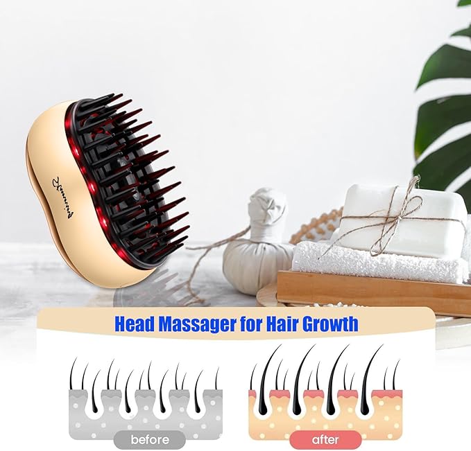 Electric Scalp Massager,Rechargeable IPX7 Waterproof Head Massager with 2 Speed Vibration and 56 Nodes,Small Portable Cordless Head Scratcher,Gifts for Women,Men