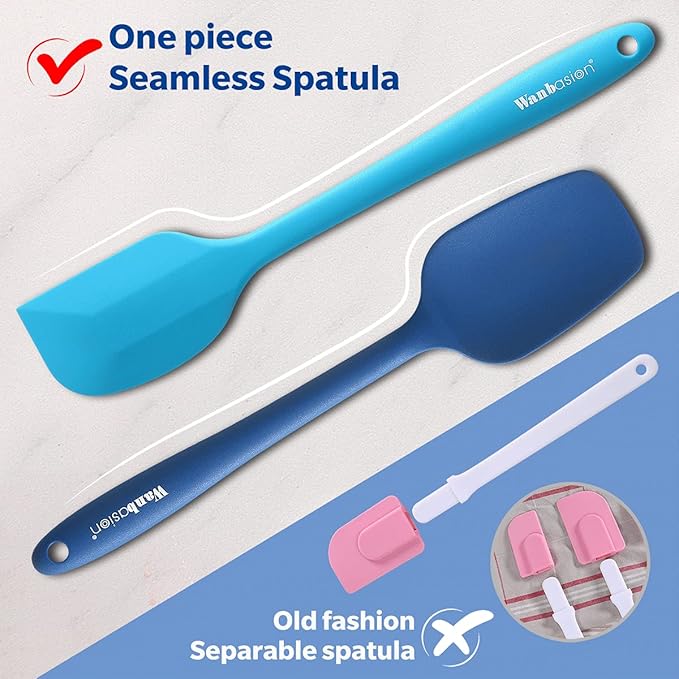 Wanbasion 5 Piece Premium Silicone Spatula Set Heat Resistant, Colorful Rubber Baking Spatula Set, Kitchen Spatula Set Dishwasher Safe for Nonstick Cookware Cooking Mixing Multicolor-2