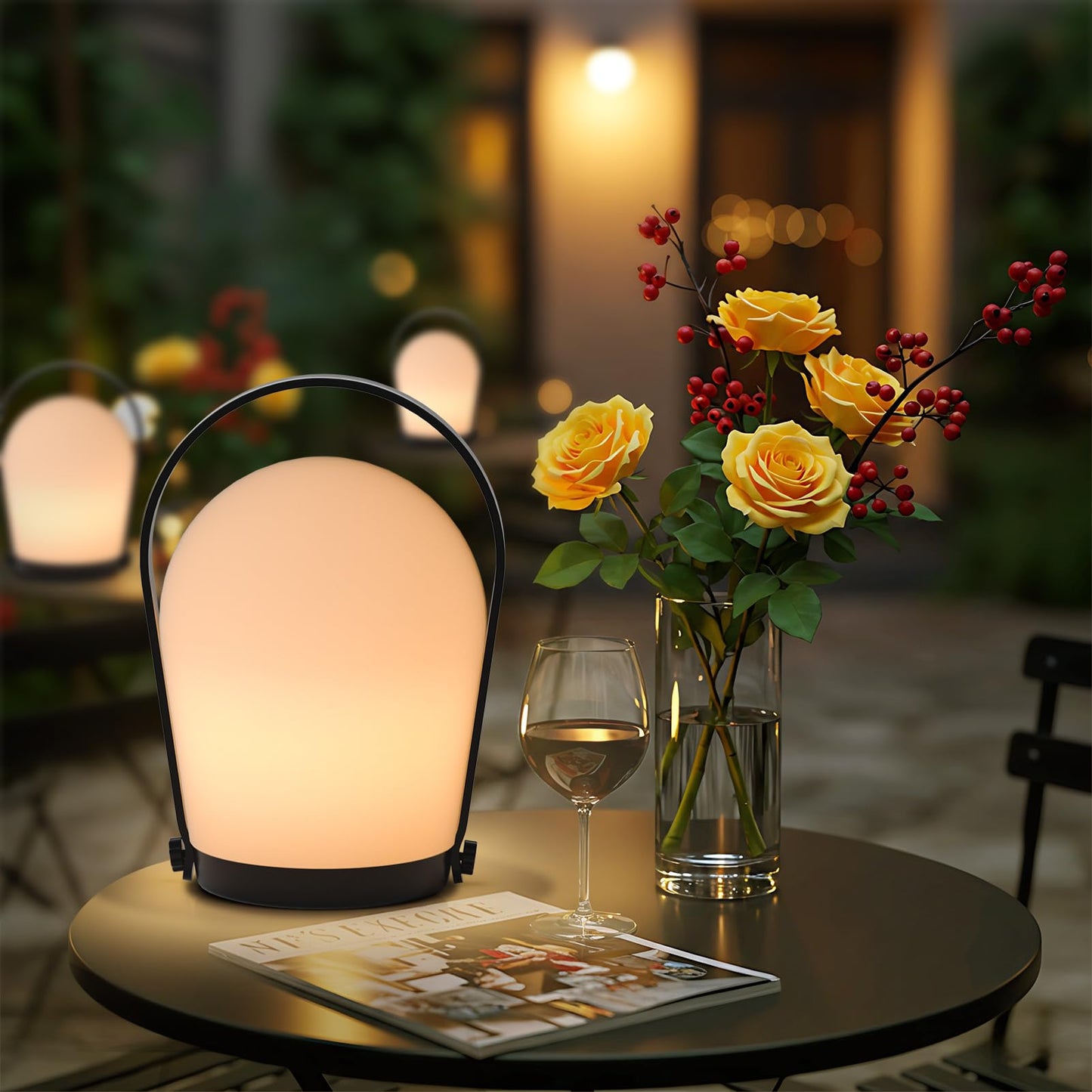 FUYO Outdoor Table Lamp, Hanging Night Light, Portable Shower Lamp. Rechargeable Lamp with RGB for Outdoor Bedroom Living Room Patio Camping Party Garden Porch