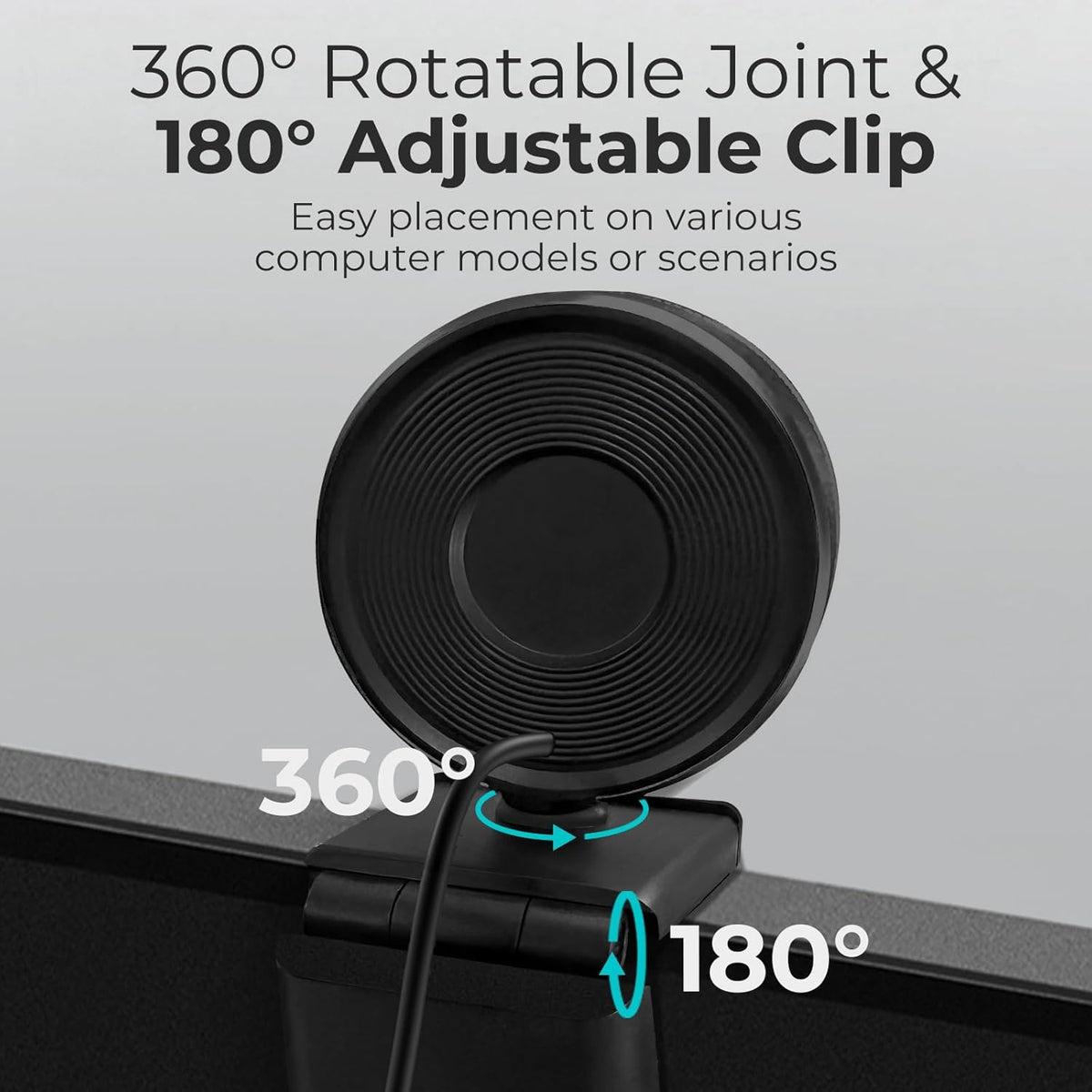 2K Webcam for PC with Microphone & Light & Privacy Cover