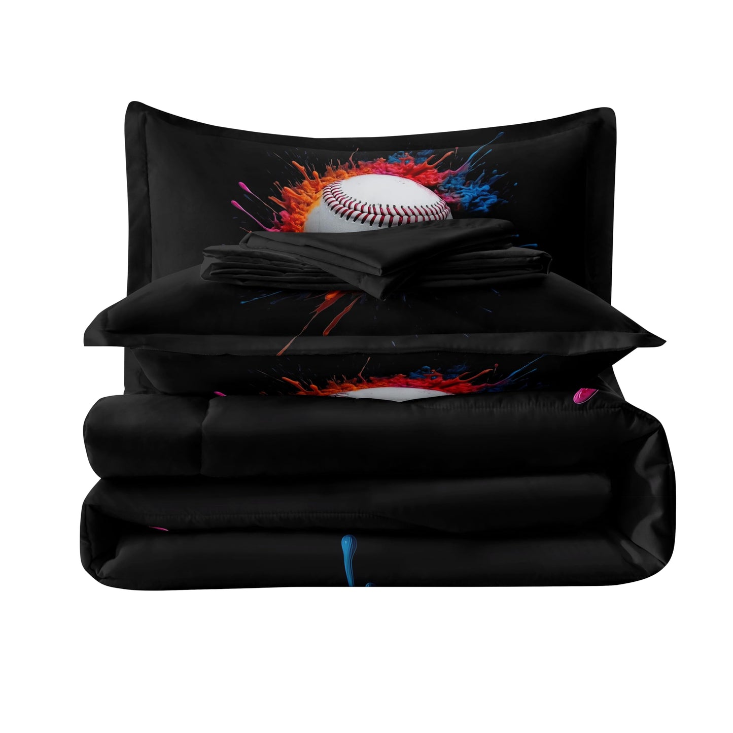 Helloosun 5PCS Baseball Comforter Set Full,Sports Bedding Sets for Boys,Full Comforter Sets for Boys,Baseball Bedding Set with Sheets