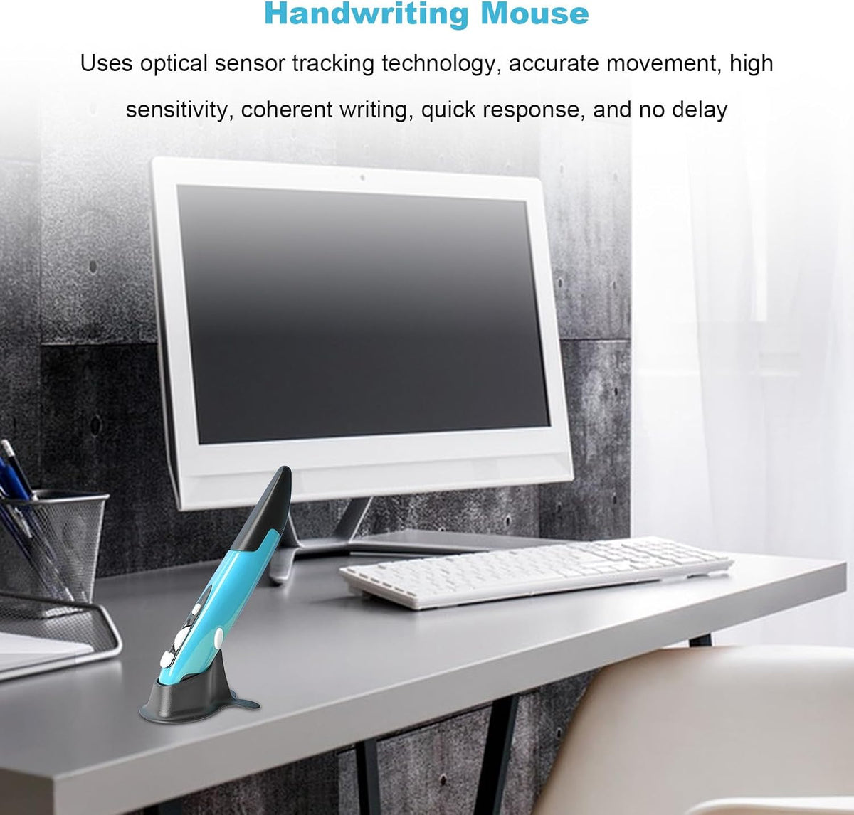 Optical Pocket Pen Mouse, 2.4GHZ USB Wireless Optical Pen Mouse, 800/1200/1600 DPI Adjustable, Handwriting Mini for PC Laptop Notebook Computer (Blue)