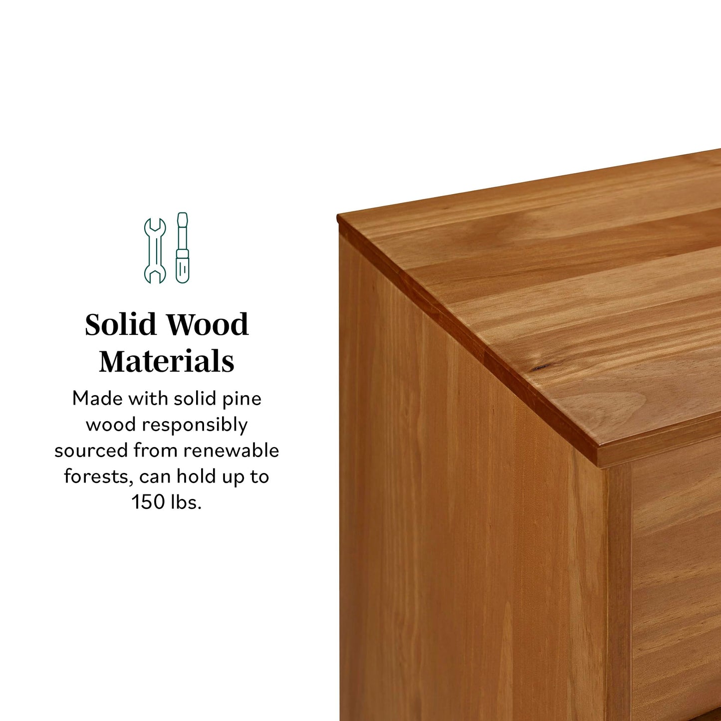 Walker Edison Sloane 6-Drawer Groove Handle Solid Wood Dresser, 52 Inch, Caramel