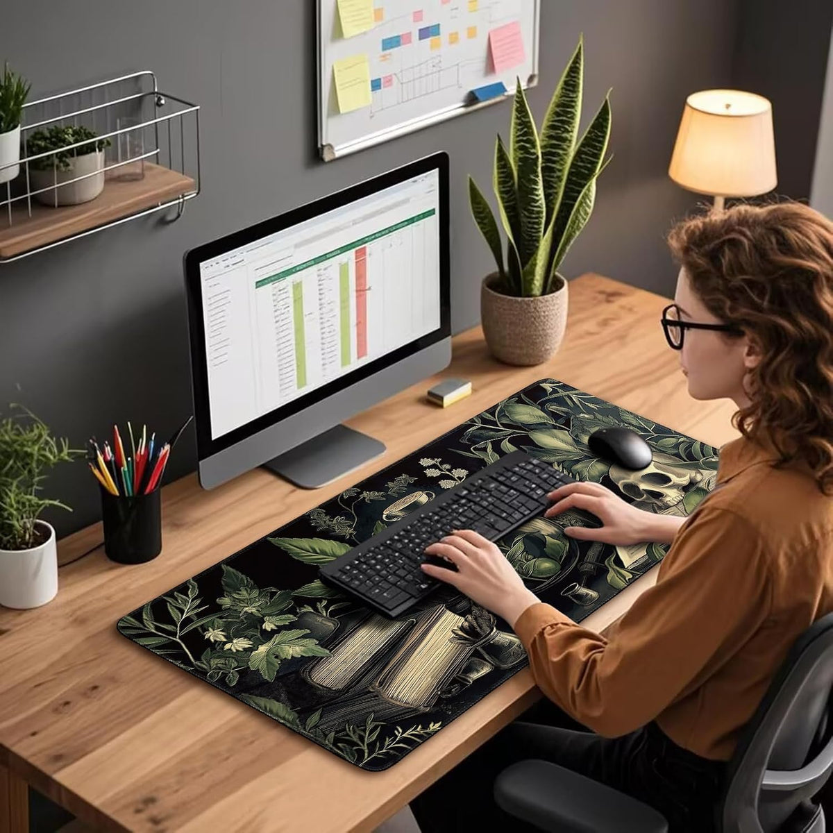 Gothic Dark Botanical Large Gaming Mouse Pad Desk Mat 31.5"x15.7"