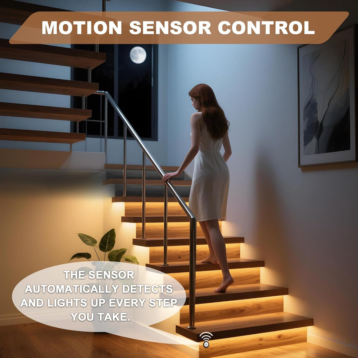 Intelligent Motion Sensor Stair Light, 40 inches, 12 Stairs