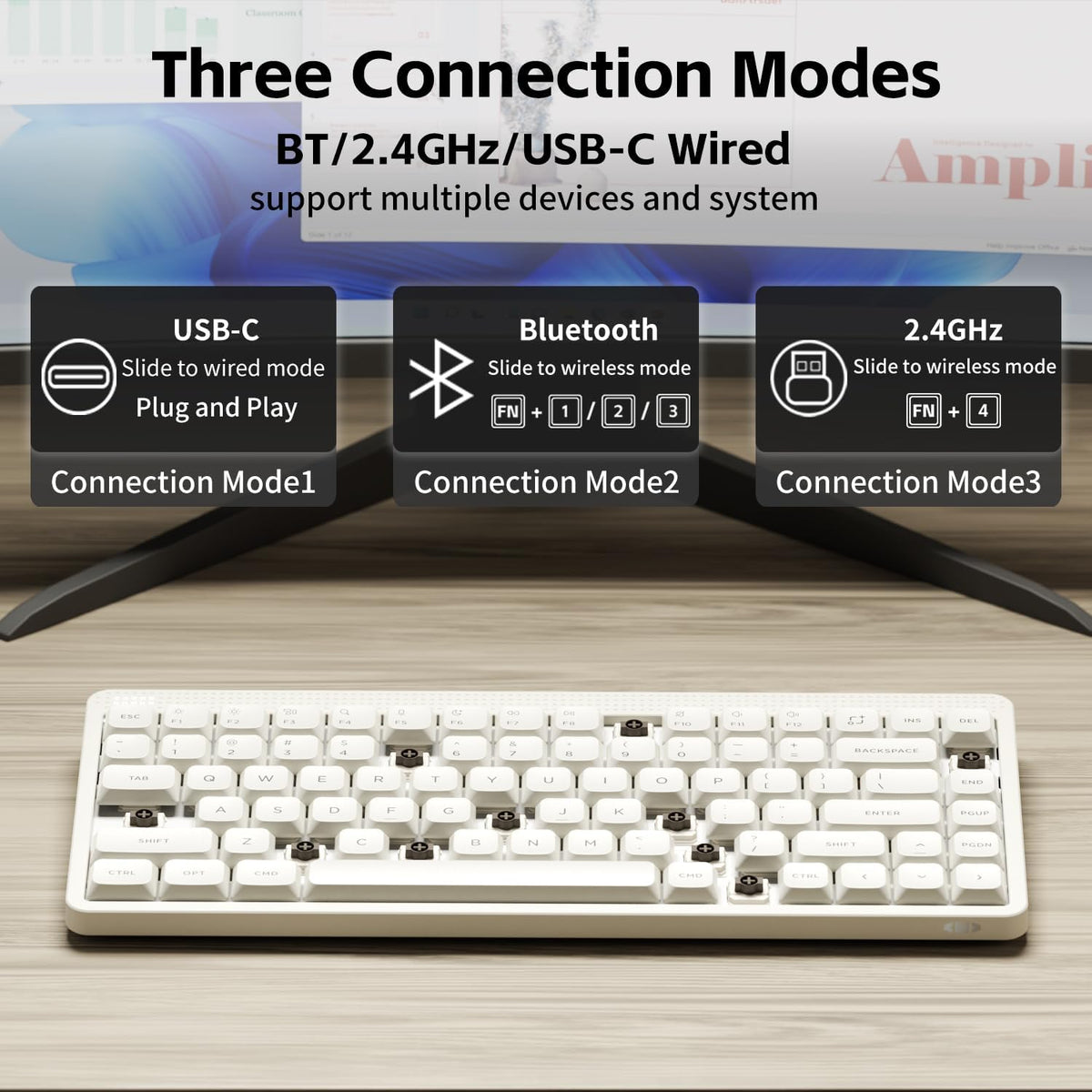 nuphy Node75 Hot-swap Wireless Mechanical Keyboard White-Red Nano Switch