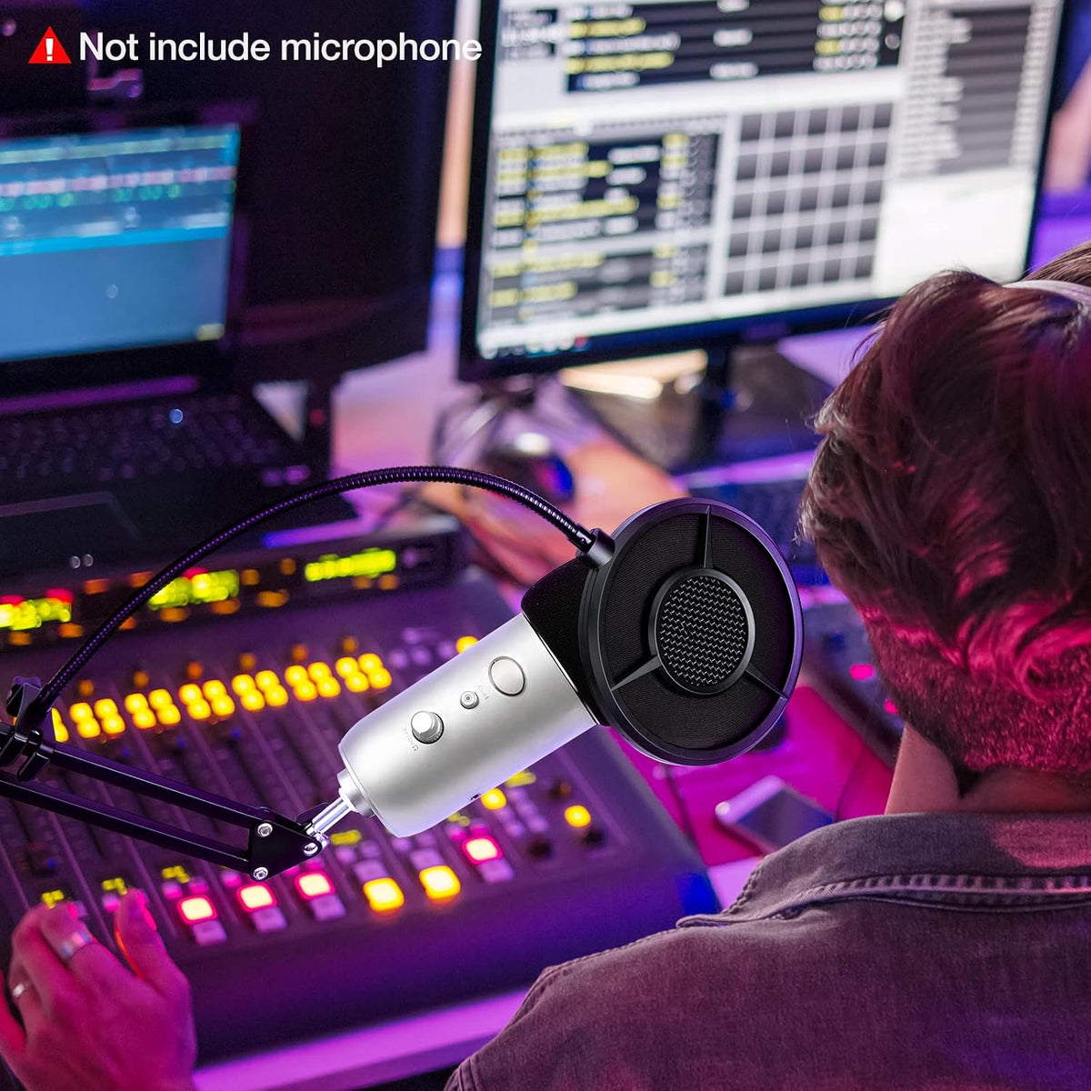 Blue Yeti Pop Filter Foam Windscreen - 5.5 Inch Diam 6 Layers Pop Filter for Mic Cover Yeti Pop Screen Compatible with Blue Yeti Microphone Professional Metal Pop Filter by YOUSHARES