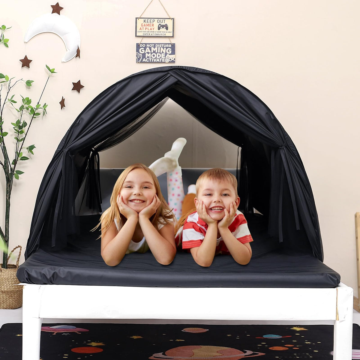 Sensory Bed Tent for Kids, Lucky Castle Black-Out Bed Tent for Children with Autism, ADHD, SPD- Calm Down Corner Helps Kids Relax, Reduce Anxiety & Improve Focus- PlayTent with Door & Window
