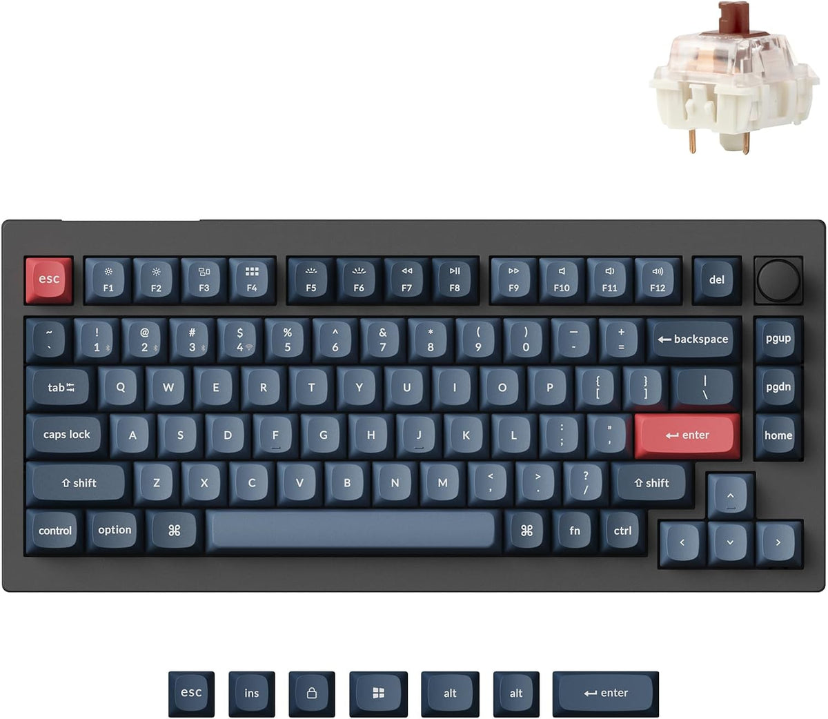 Keychron V1 Max QMK Wireless Mechanical Keyboard, 75% Layout Custom Knob