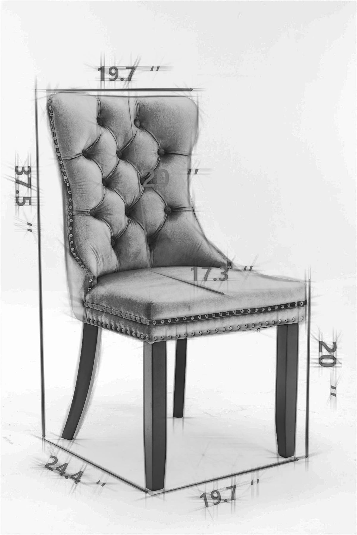 LKTART Velvet Dining Chairs Set of 6, Tufted Dining Room Chair with Nailhead Ring Pull Trim, Upholstered Dining Chair with Solid Wood Legs for Kitchen Dining Room Beige and Patterned