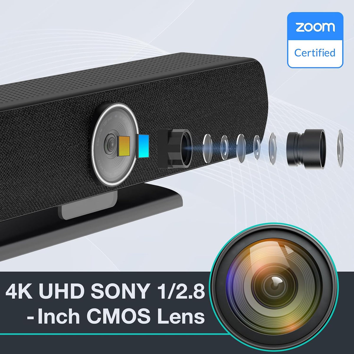 TB5 Video Conferencing System - Zoom Certificated, Ultra 4K Pro Audio and Video Conference Room Camera with 4 Microphone Arrays & Stereo Speakers, 120° Wide Angle Webcam for TV/Meeting Room
