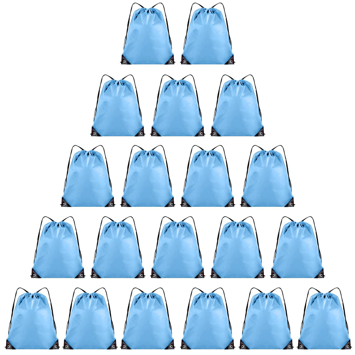 Grneric 20 Pieces Drawstring Backpack Bulk Cinch Sackpack Ployster Drawstring Bags for Gym Party Trip(Sky Blue)