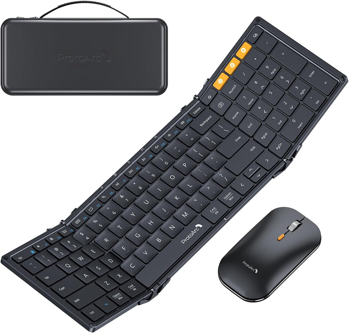 ProtoArc XKM01 Full-Size Foldable Keyboard Mouse Combo for Travel - Black