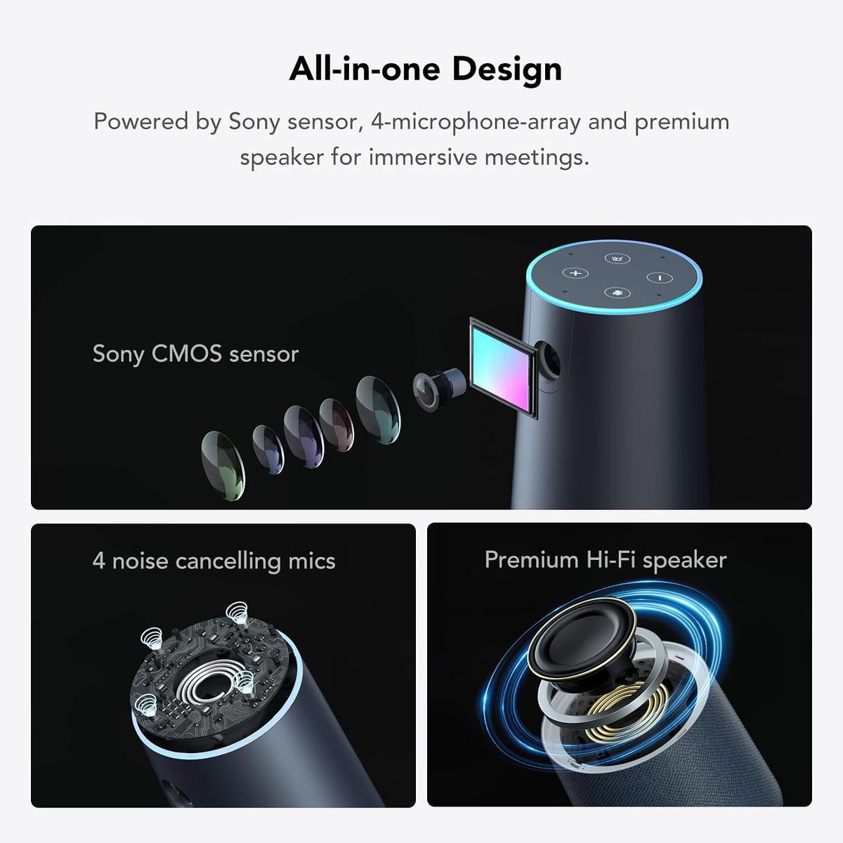 NUROUM C40 2K Video Conference Webcam with Microphone and Speaker