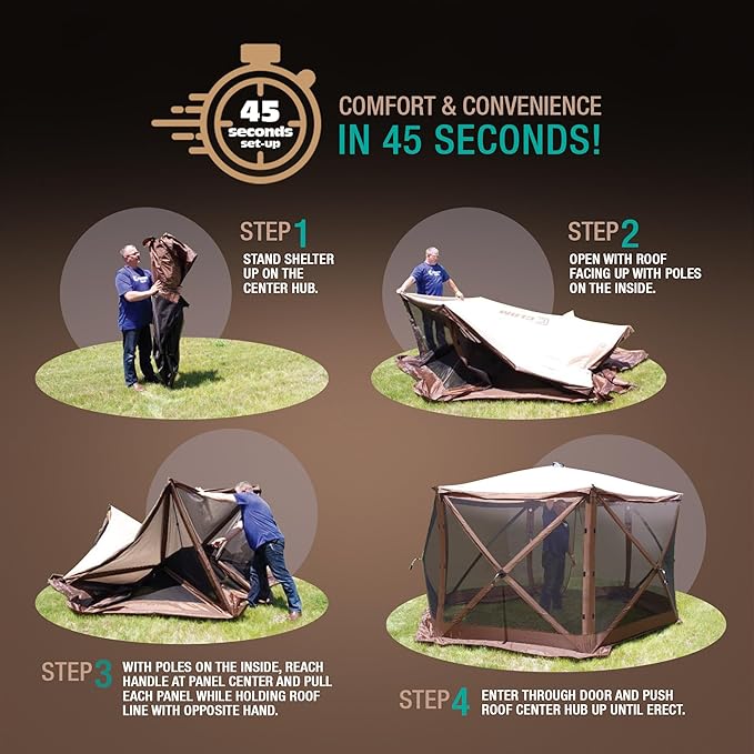 CLAM Quick Set Venture 9 x 9 Foot Portable Outdoor Camping Canopy Sunshade Shelter, Green Bundled with Wind/Sun Panels (3 Pack)