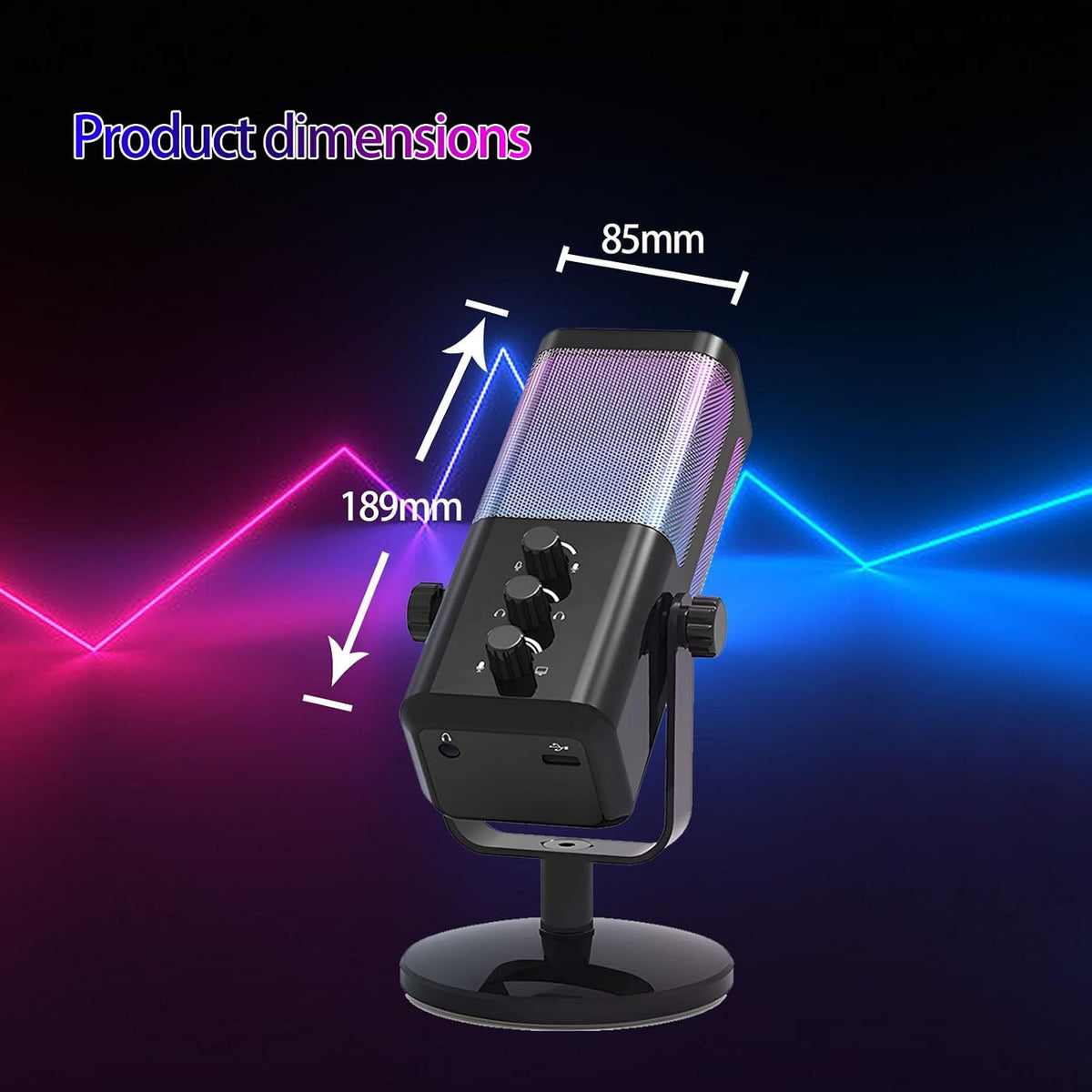 Color Gaming USB Condenser Microphone with Dynamic Lighting Modes Noise Cancellation for Streaming Podcasts PC Laptop Streaming Mic for PC and Laptop