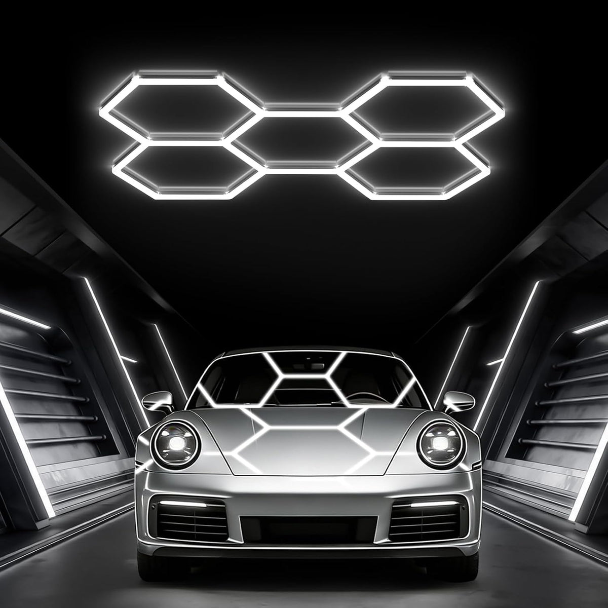Glitgate LED Hex Lights: 245W 26,950LM 110LM/W 6500K, 100-240V, 8 Grid